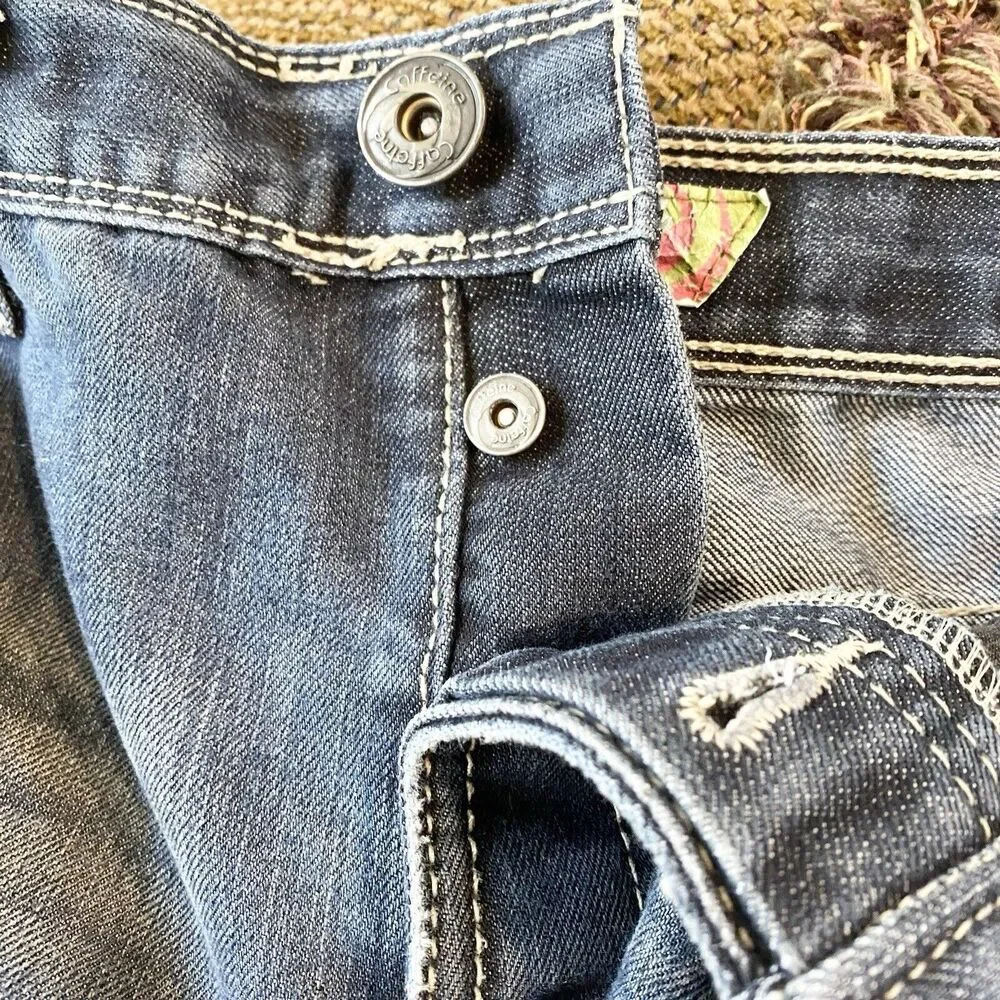 Caffeine NYC Jeans Mens 38x32 Downtown Slim Button Fly Flap Zip Back‎ Pockets